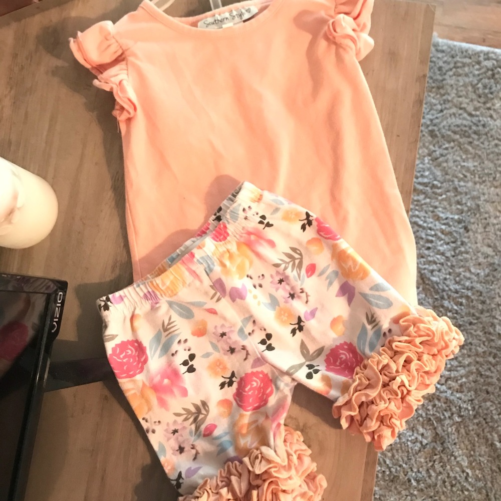 Southern style matching coral bloomer and top